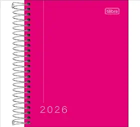 Tilibra -Agenda Diária 2026, Rosa, Espiral, 12,3 x 16,6 cm, Pepper