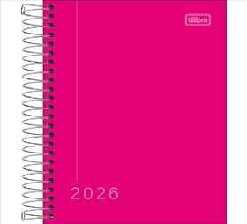 Tilibra -Agenda Diária 2026, Rosa, Espiral, 12,3 x 16,6 cm, Pepper