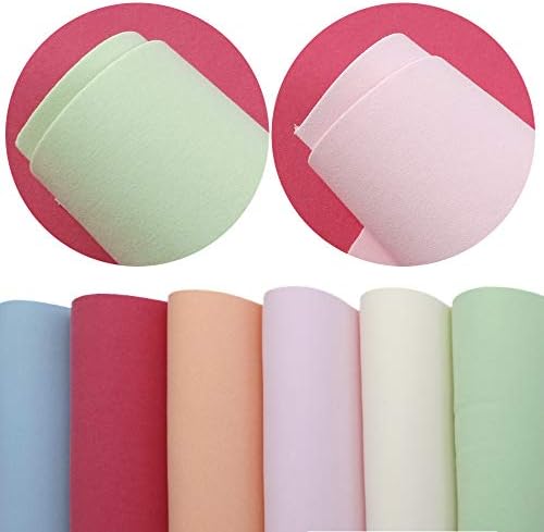 David accessories Double Sided Velvet Faux Leather Sheets Artificial Synthetic Leather Fabric 6 Pcs 8" x 13" (20cm x 34cm) for DIY Earrings Hair Bows Making Crafts (Bright Velvet)