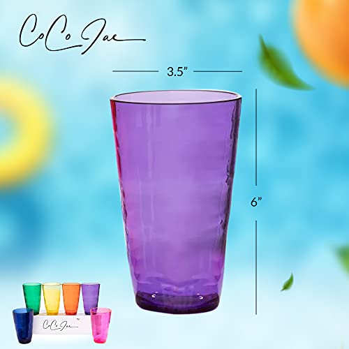 Cocojae Premium Shatterproof Drinking Glasses - Stackable & Reusable 20 Oz Drinking Plastic Cups - Dishwasher Safe, Bpa Free Acrylic Drinking Cups - Colorful Plastic Drinking Glasses - Set Of 6 #TOP6