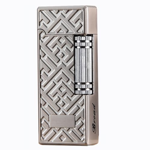Vintage Metall Feuerstein Feuerzeug Mini Butan Feuerzeug Weiche Flamme (ohne Butan) (Silber)