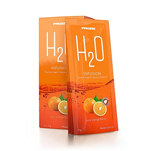 Prozis H2O Infusion, Sobres de Bebida para la Hidratación Corporal, Repleto de Vitamina C, Saludable y Segura Alternativa al Agua - Sin Azúcar, Naranja jugosa - 12 x 9 g