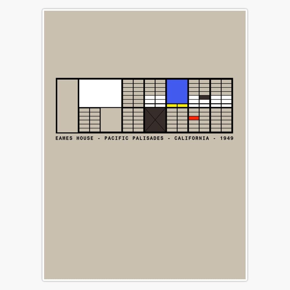 Eames House Architecture Window Water Bottle Bumper Sticker Decal 5"