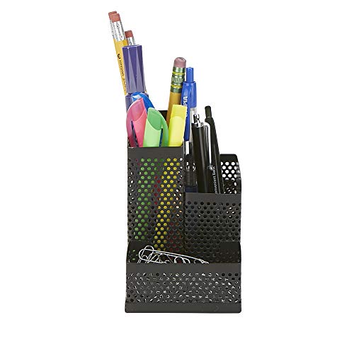 Image of Mind Reader EMPORG2-BLK 2 Piece Cup, Pen, Pencil, Paperclip, Thumbtack Holder, Office Supplies Storage Organizer, Sticky Notes, Index Cards, Black, 2 Count