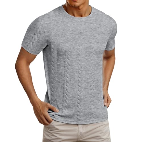 T-shirt manches courtes homme jacquard col rond haut casual été