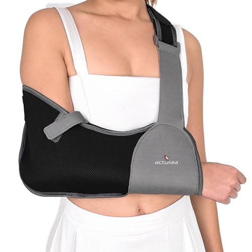 Image of acturaa Arm Sling Shoulder Immobilizer for Women and Men, fit Left or Right Arm - Rotator Cuff Support Brace - Medical Sling for Shoulder, Clavicle, Elbow Injury (Universal Size: Bust 28″-46″)
