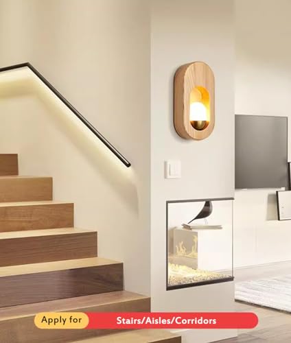 Chrasy Modern Nordic Wooden Wall Sconce with G4 Base, Simple Indoor Wall Lamp Ideal for Bedroom Balcony, Corridor - Image 4