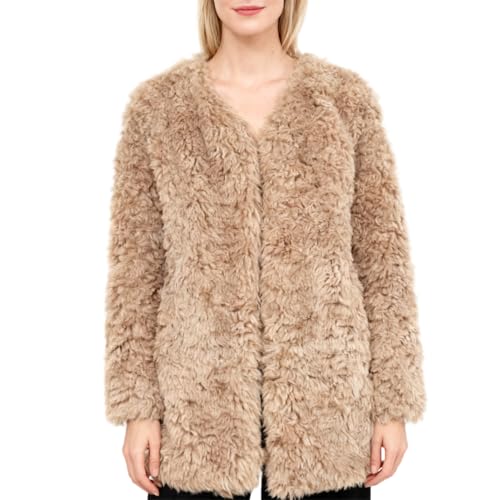 Veste fausse fourrure femme col en V : finis les manteaux lourds