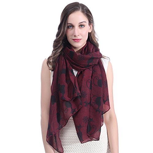 Lina & Lily Cat Print Women's Scarf Shawl Wrap Lightweight