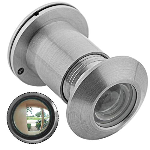 YINGJI Large Door Viewer Security Peek Peep Hole for Home Office 200 Degree Wide Solid Brass Cover (Satin Nickel)