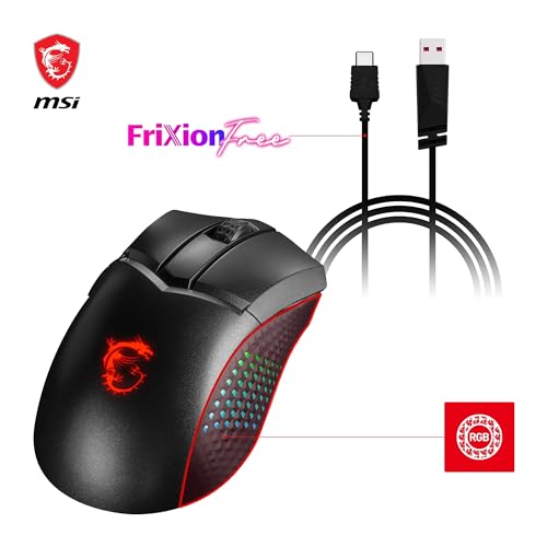 MSI CLUTCH GM51 LIGHTWEIGHT WIRELESS - Mouse Gaming, Sensore PixArt PAW-3395, Peso 85g, 1000 Hz, Design ergonomico, Batteria da 550 mAH - Immagine 2