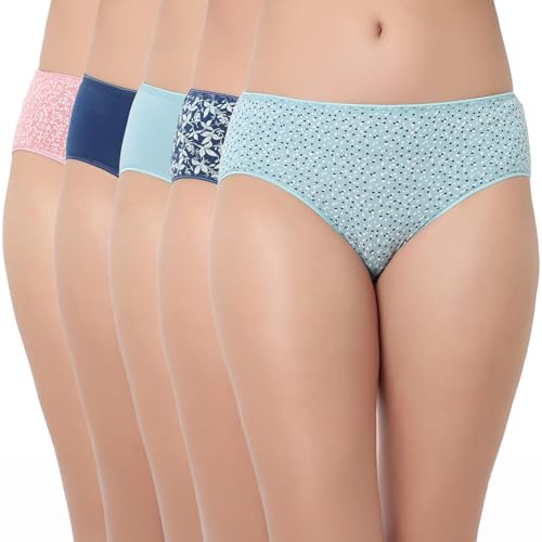Image of juliet Cotton Hipster Premium Panties Set of 5 Full Coverage Stretchable Fabric