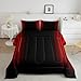 Abstract Ombre Comforter Set Kids Teens Red and Black Bedding Set Room Decor 3Pcs Full Size