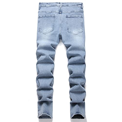 FREDD MARSHALL Men's Skinny Fit Ripped Distressed Stretch Patched Biker Moto Style Fashion Hip Hop Washed Denim Jeans Pants2