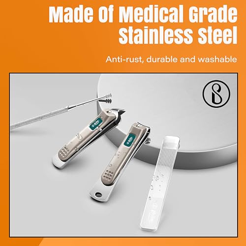 Image of Beaute Secrets Nail Cutter Set for Men & Women | Premium Nail Clipper Kit with File & Ear Cleaner | Pocket Size Grooming Kit with Leather Case, Brown