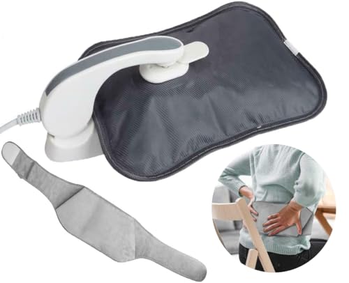 Rechargeable Electric Hot Water Bottle with Plush Belt, Grey