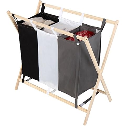 Cesto para la Ropa Sucia con 3 Compartimentos de Tela Extraíbles Cover