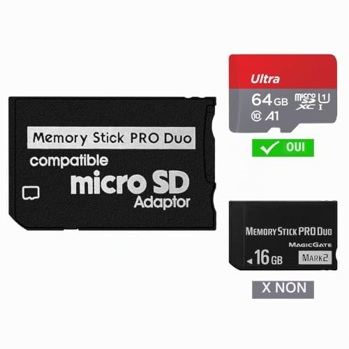 Adaptateur Memory Stick pour PSP, Micro SD vers Memory Stick PRO Duo MagicGate compatible avec appareil photo, Handycam, téléphone portable et PSP 1000/2000/3000 – vue 3
