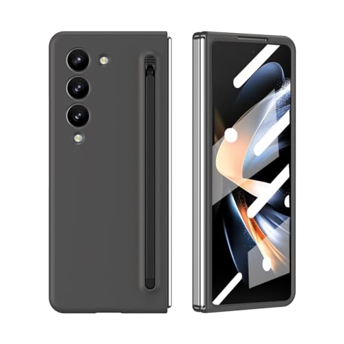 Samsung Galaxy Z Fold 3 5GΉ̒^yʃP[XAt{fB̊ȕیdbP[X[h~][h~]XN[veN^[Syz_[t(Dark grey+Black Pen)