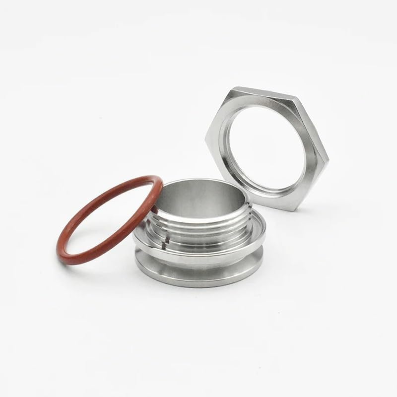 Tri-Clover Fitting, 1PC Sanitory Tri Clamp Kettle Weldless Bulkhead, Tri-Clover Homebrew Bulkhead Compression Fitting 304 Stainless Steel 1.5""2"" Silver (Size : 1.5inch)