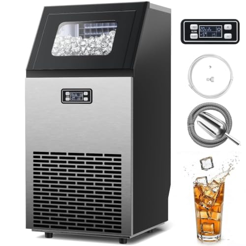Image of Kismile Commercial Ice Maker 100lbs /Day with 33lbs Storage | Digital display, freestanding design, ideal for commercial or home use. Rapid ice production and self-cleaning function