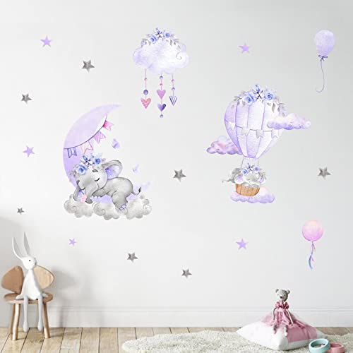 Stickers muraux éléphants pourpre pour relooker la chambre enfant