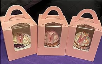 GEORLD Edible Wafer Paper Butterflies Set of 48 Pink Cake Decorations, Cupcake Topper