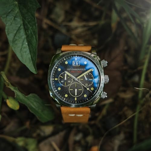 Image of Spinnaker Men's 42mm Hull Chronograph Watch with Leather Strap SP-5068