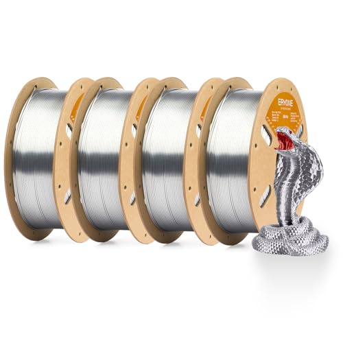 Image of ERYONE Silk PLA Filament for 3D Printer 1.75mm + /- 0.03mm, 4KG Cardboard Spool, Silk Silver