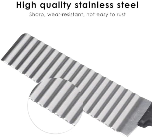 Image of 1 PCS Stainless Steel Crinkle Cutter Knife | Wavy Blade Potato & Veg Slicer for French Fries, Chips, Salads | Multi-Purpose Kitchen Chopper | Anti-Slip Handle | Food Prep Cutting Tool