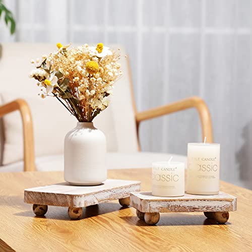 3 Pcs Wooden Risers For Display Wood Pedestal Stand Wooden Risers For Decor Farmhouse Vintage Rustic Riser Stackable Kitchen Wooden Stand Tray Riser, 3 Sizes (White, 8 X 4.3, 6 X 3.5, 4 X 2.8 In) #TOP2