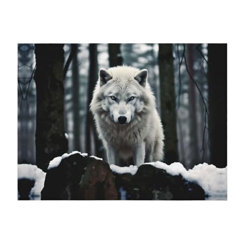 JDFHGNU Coperta da letto in flanella con motivo a lupo solitario, 101,2 x 76,2 cm, adatta per campeggio o divano letto da viaggio