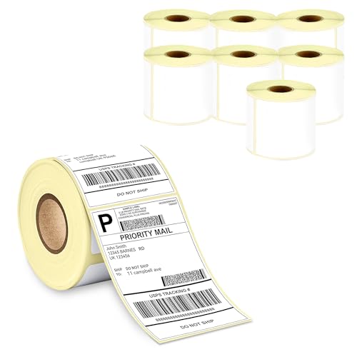 Image of GLUN 4x6 (100x150mm) Direct Thermal Label Rolls, 400 Labels per Roll, Self-Adhesive Shipping Stickers and Thermal Printers Pack of 8