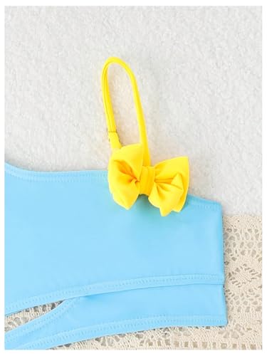 WDIRARA Toddler Girl's 2 Piece Cute Bikini Set Bow Cartoon Print Bathing Suit Asymmetrical Cut Out Swimsuit3