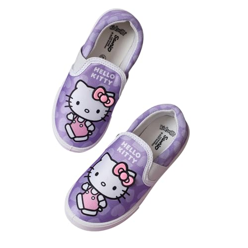 Kidsville Official Hello Kitty Printed Kids Girls Canvas Shoes - Purple | Lightweight Sole, Super Flexible, Comfortable Indoor and Outdoor Slip On Lofer Shoes for Kids