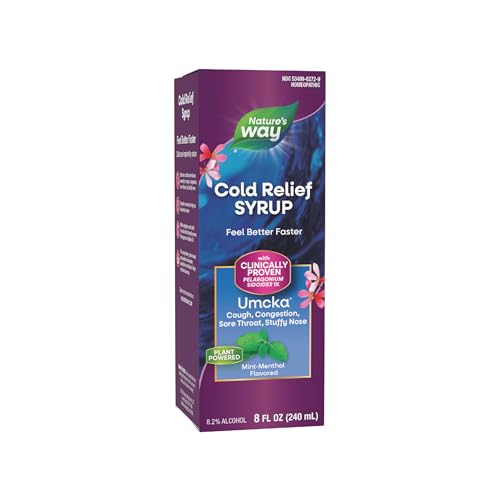 Nature's Way Umcka ColdCare Homeopathic, Shortens Colds, Sore Throat, Cough, and Congestion, Phenylephrine Free, Non-Drowsy, Mint-Menthol Flavored, 8 Fl. Oz Syrup