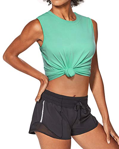 Roadbox Womens Workout Tank Tops Loose Fit Active Yoga Sleeveless Shirts Green