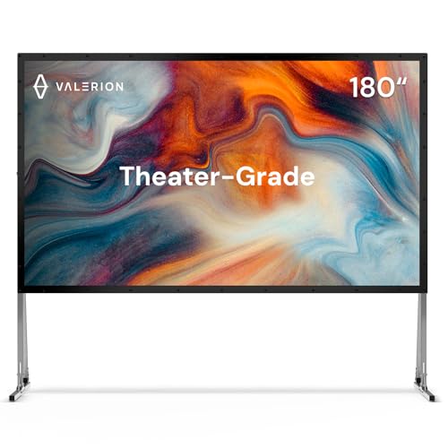 Valerion 180' Outdoor Projector Screen with Stand &ndash; 3-Min Setup, Wheeled Carry Bag, 4K/8K UHD...