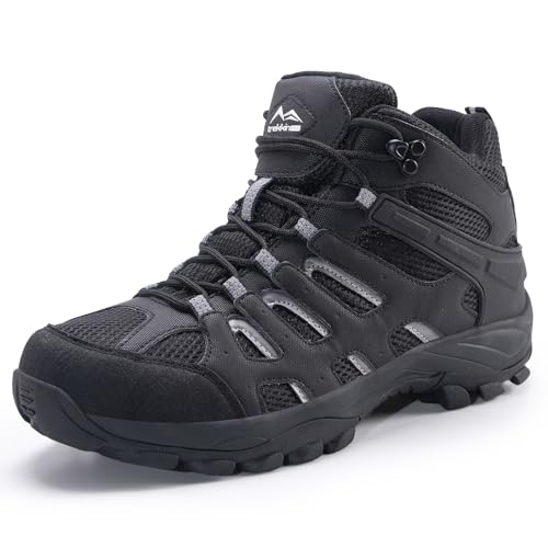 TREKKIN PLUS Men's Waterproof Hiking Boots 11 Black