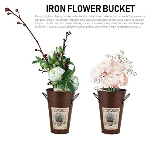 Vaguelly Vintage Bloemvaas Rustieke Melkkruik Droge Bloemvaas Met Dubbele Handvat Boerderij Blikje Bloem Emmer Voor Lente Decoratie Huis 20 Cm Hoog Bruin - Afbeelding 4