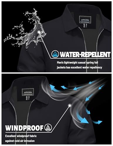 TACVASEN Mens Lightweight Windbreaker Full Zip Up Laydown Collar Jackets Light Casual Coat with Zip Pockets2