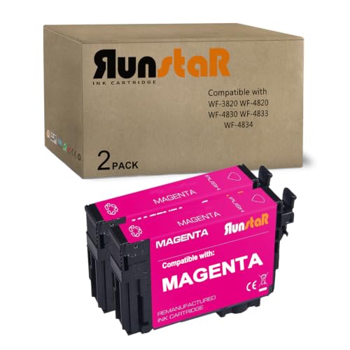 Image of Run Star 2 Pack Remanufactured for 822XL Magenta Ink Cartridge Replacement for Epson 822XL T822XL use for Epson Workforce Pro WF-3820 WF-4820 WF-4830 WF-4833 WF-4834 Printer (2 Magenta)