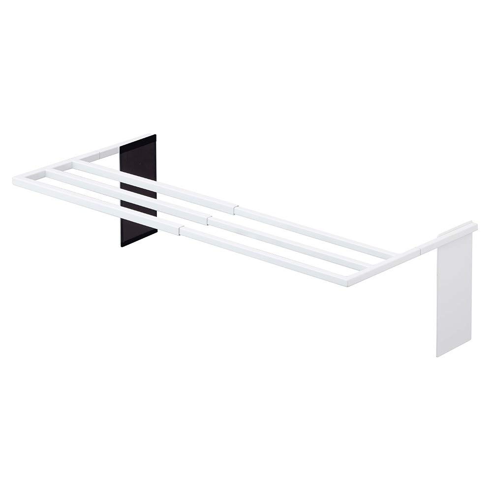 Yamazaki Industries 4873 Magnetic Extendable Washing Machine Bath Towel Hanger, Tower, White, Approx. W 15.4 x D 12.6 x H 7.1 inches (39 x 32 x 18 cm), Tower, Towel Rack, Storage Shelf