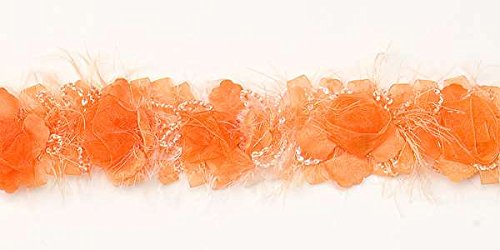 Trims by the Yard Bordüren von The Yard MYA Blumenborte, helles Orange, 9,4 m Besatz, Polyester Nylon, Hellorange, 10 yd