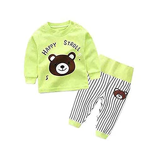 Image of Bold N Elegant Cute Cartoon Cotton Knit Full Sleeve T-Shirt & Pajama Clothing Set for Infant Toddler Boys Girls Kids