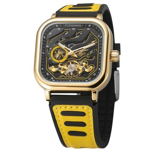 Montre carrée étanche en silicone avec boîtier de luxe pour homme