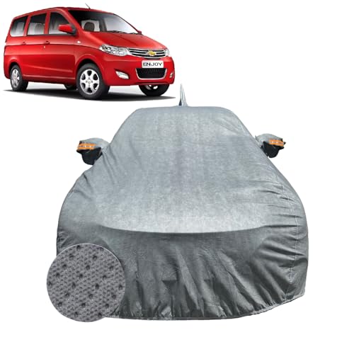Image of Car Cover for Chevrolet Enjoy (2013-2017) | 100% Waterproof Cover with Reflective Mirror Pockets | Dustproof, Scratchproof, Heatproof Enjoy Car Cover |Soft Cotton Lining| Grey