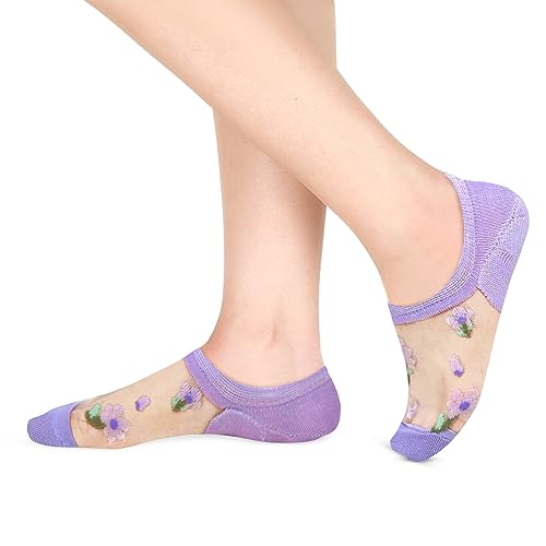 Image of Benefeet Sox Sheer No Show Socks for Women Girls Lace Mesh Low Cut Liner Socks Ultra Thin Nylon Invisible No See Footies Sock
