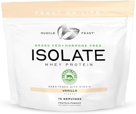 Muscle Feast Creatine Monohydrate & Grass-Fed Whey Isolate Bundle 2lb Creatine + 5lb Vanilla Whey Isolate Clean Muscle Growth & Recovery Support
