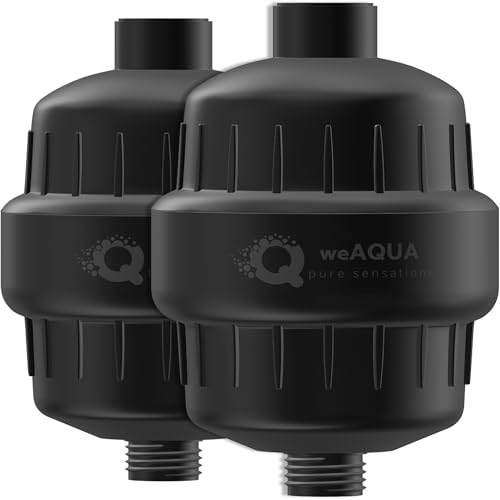 Image of weAQUA Heavy Duty Shower Filter Family 2 PACK - 99% Removal for Hard Water, Chlorine, Fluoride, Heavy Metals, Micro-life, Organics and More (Matte Black)